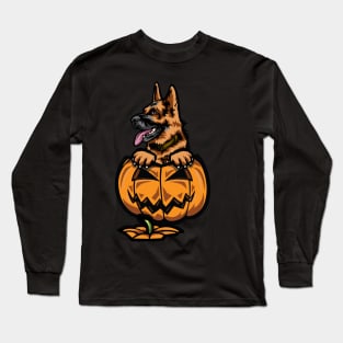 Halloween German Shepherd Pumpkin Long Sleeve T-Shirt